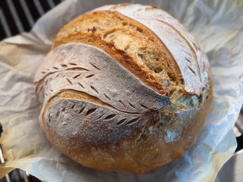 Fresh artisan sourdough loaf from The Living Loaf bakery in Post Falls, Idaho